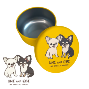 お座りデザイン<br>おやつ缶"イエロー"